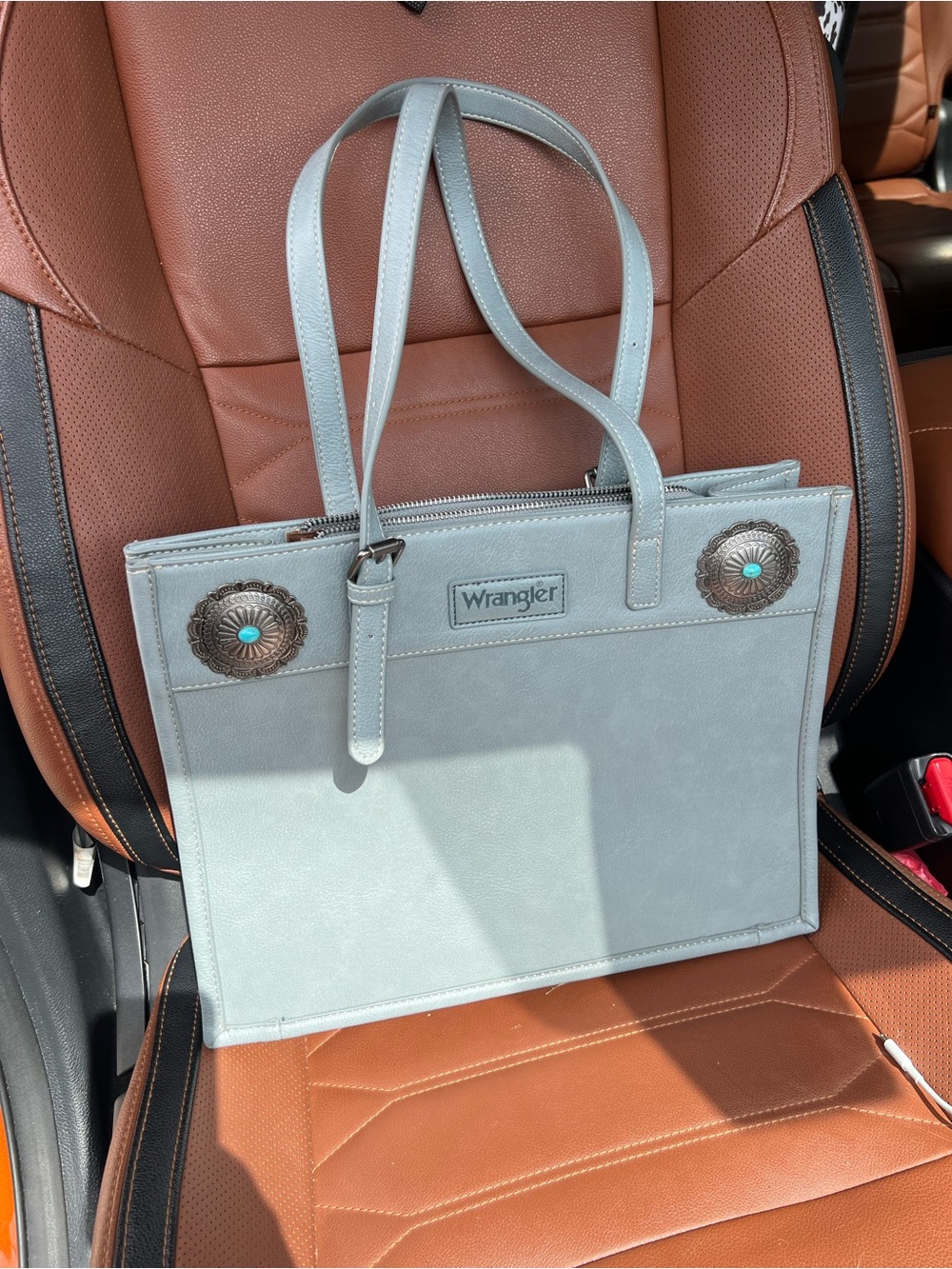 Wrangler Pale Blue Tote with Concho Embellishments